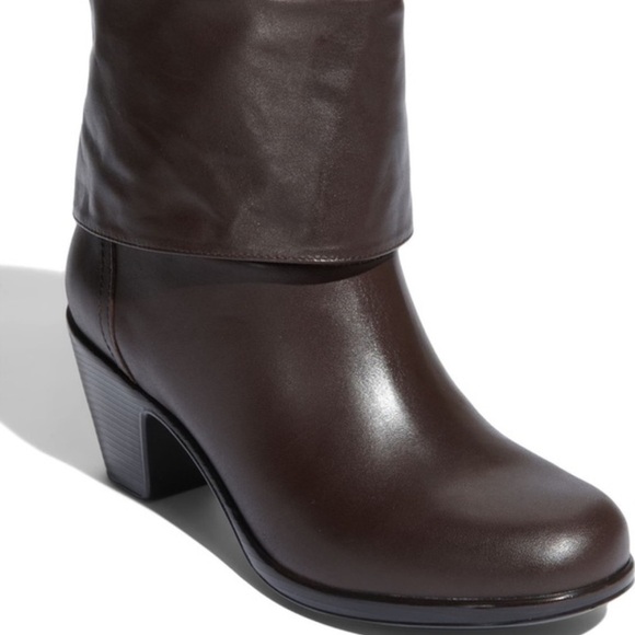 Dansko Bobbi brown leather heeled boots women’s 39 Roll down cuff ankle - Picture 1 of 8